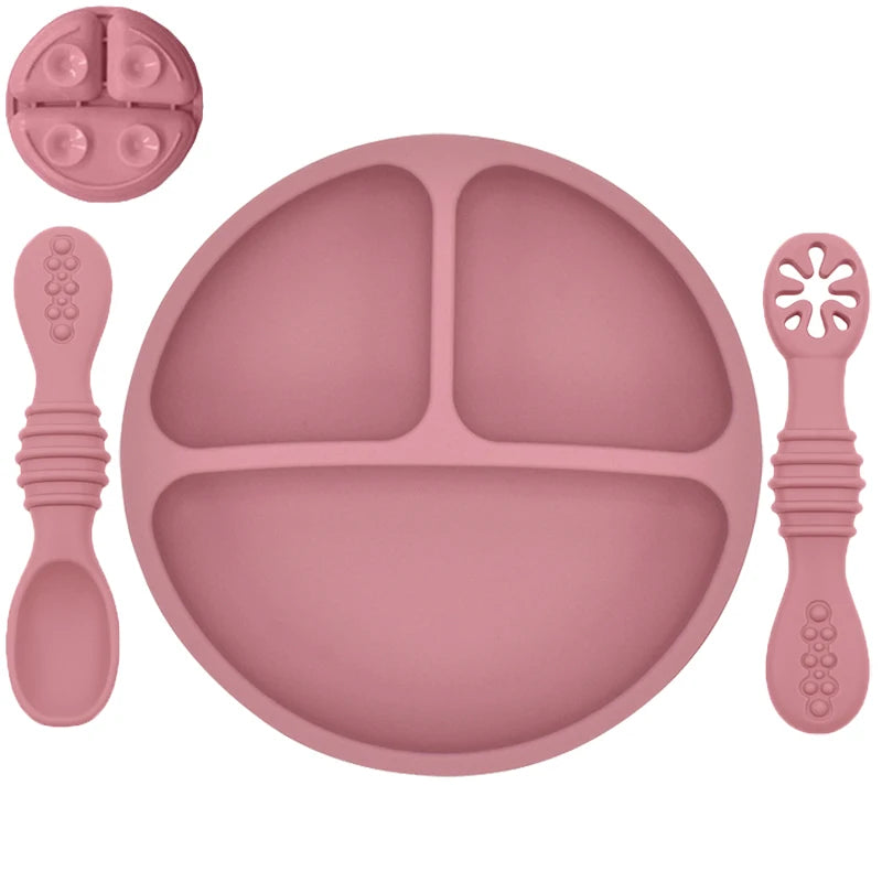 Silicone Baby Dining Plate With Spoon Fork